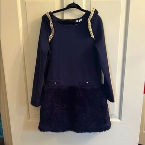 Janie and Jack Elegant Navy Blue Kids Dress with Lace Accents